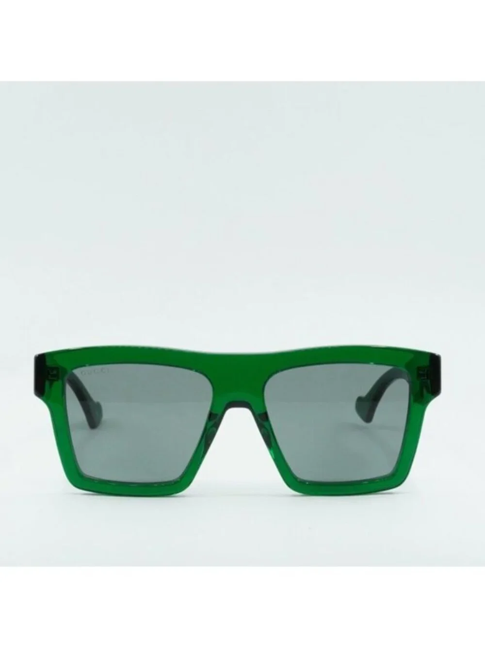Gucci GG0962S 010 Sunglasses Green Square Frame, Grey Lenses